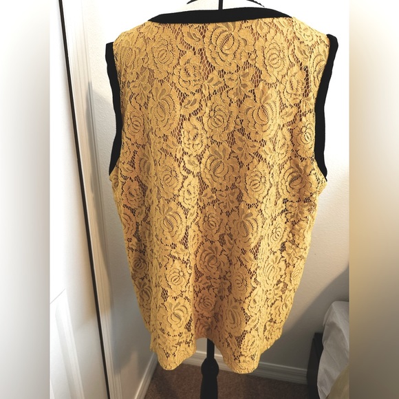 Plus size, sleeveless, yellow lace top from Macys. - Picture 3 of 5